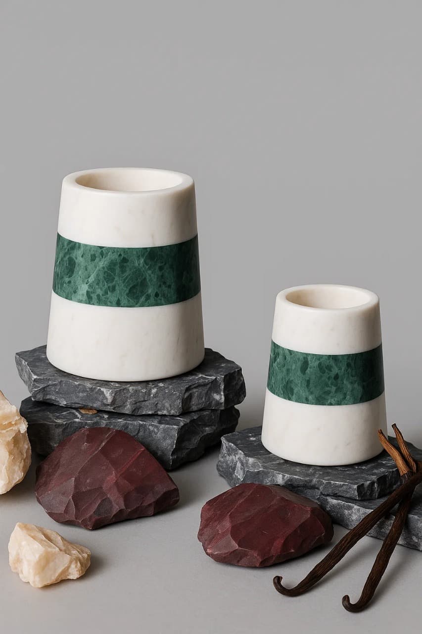 green and white flower vase