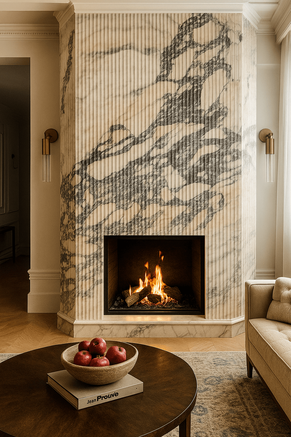 elegant marble fireplace