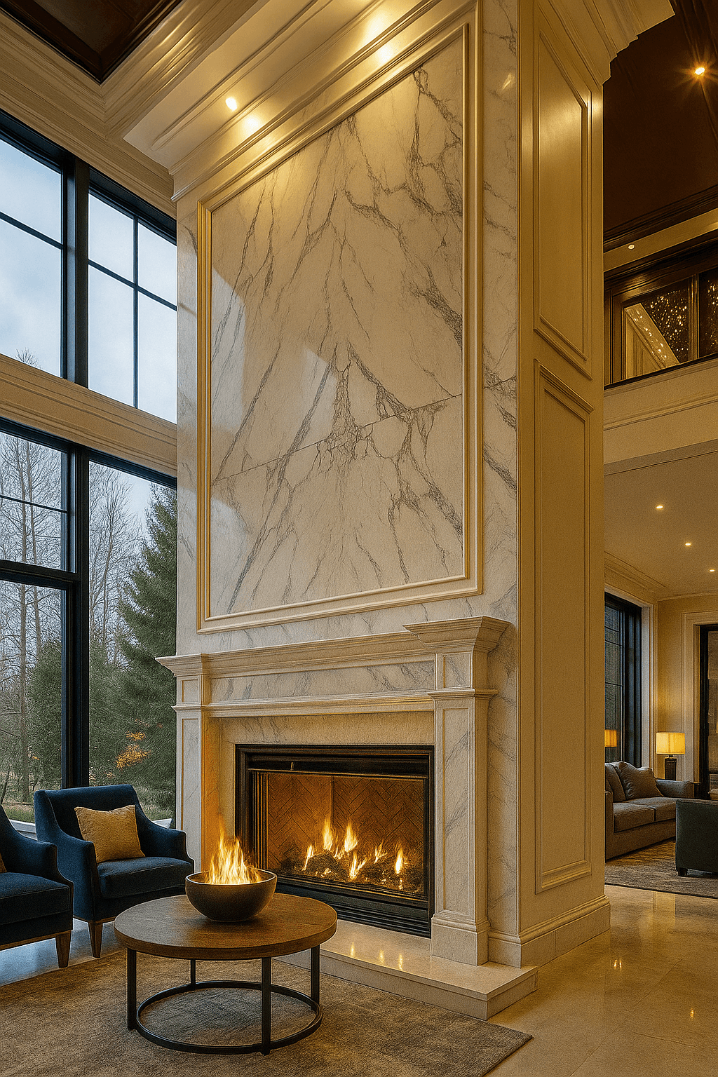 elegant marbles fireplace