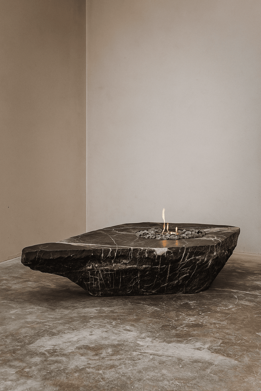 modern stone fire pit